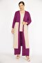 Women's Plus Size Plum Cardigan Inner Blouse and Trousers Three Pieces Set 65n36731 - 5