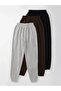 3-Piece Basic Straight Sweatpants Jogger - Black Brown Gray Rubber Leg High Waist - 2