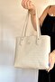 2 Compartments, 5 Compartments Embossed Printed Large Size Women's Shoulder Bag 4028 stone - 2