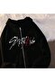 Stray Kids Printed Oversize Zippered Black Unisex Hooded Cardigan - 2