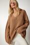 Women's Biscuit V-Neck Oversize Basic Knit Sweater MX00130 - 3