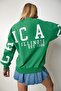 Women's Green Printed Oversize Sweatshirt HF00440 - 4