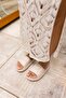 CLARISA UNISEX BEIGE BAKLAVA PATTERN EVA DAYLUK-BEACH PLATFORM SLIPPERS - 5