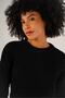 Black Women's Hair Running Crew Neck Wool Sweater - 5