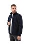 Unisex Navy Blue Bato Collar Full Zip 3 Pocket Outdoor Fleece Jacket - 3