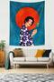 Girl Stain-Proof Fabric Wall Carpet Holding a Bird in Her Hand - Tapestry - 2
