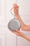 Women's Silver Fabric Round Evening Dress Evening Bag - 2