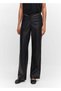 Mid-Waisted Leather Look Trousers - 9