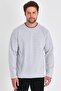 Men's Gray Double Crew Neck Standard Relaxed Fit Sweatshirt - 3