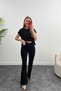 JNX Lara Women's Black Wide Leg Lycra Denim Jean Trousers - 5