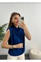 Women's Plunging Neckline Padded Shoulders and Loose Blouse - 2