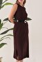 Women's Viscose Belted and Slit Casual Dress - 4