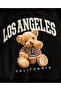 Children's Black Hooded LosAngeles Teddy Bear Printed Sweatshirt - 3