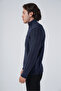 Navy Blue Men's Hair Braided Execution Zippered Stand Collar Knitwear Wool Cardigan - 2