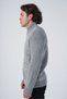 Gray Men's Hairdressing Back Sleeve Thessaloniki Stand Collar Pocketed Knitwear Wool Cardigan Trıst-5298 - 2