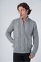 Gray Men's Hairdressing Back Sleeve Thessaloniki Stand Collar Pocketed Knitwear Wool Cardigan Trıst-5298