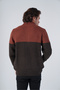 Brown Men's Zigzag Embroidered Double Color Stand Collar Zippered Pocket Knitwear Wool Cardigan - 3