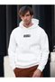 Men's White Awesome Printed Oversize Hooded Sweatshirt - 2