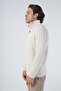 Beige Men's Hair Braided Execution Back Sleeve Ribbed Buttoned Knitwear Wool Sweater - 2