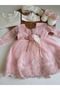 Baby Girl 0-6 Months Wedding Dress 5-Piece Mawlid Set Long-Sleeved Lace Dress - 3
