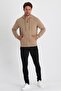 Men's Zippered Cap, Kangaroo Pocket Sweat - Ekru - 3