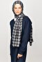 Houndstooth Pattern Shiny Jacquard Shawl - 4