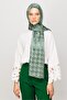 Mildew Green Houndstooth Pattern Shiny Jacquard Shawl - 3