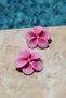 Hawaii single pink flower earrings handmade polymer clay flower earrings - 5