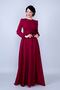 Round Neck Long Sleeve Woven Fabric Drawstring Waist Belted Pocket Maxi Length Invitation & Evening Dress - 5