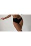 Black High Waist Bikini Bottom with Ribbon Embroidery Detail - 2