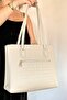 2 Compartments, 5 Compartments Embossed Printed Large Size Women's Shoulder Bag 4028 stone - 3