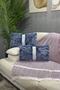 Plush Striped Throw Pillow Cover Rectangular - Navy Blue - 2
