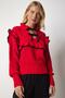 Women's Red Ruffled Bow Collar Knitwear Sweater MT00112 - 5
