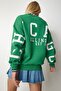 Women's Green Printed Oversize Sweatshirt HF00440