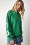 Women's Green Printed Oversize Sweatshirt HF00440 - 2