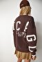 Women's Brown Printed Oversize Sweatshirt HF00440 - 5