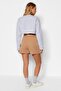 Camel Pleated Woven Shorts Skirt TWOAW24SR00014 - 6