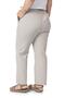 Plus Size Gabardine Stone Color Trousers with Elastic Waist and Pockets - 3