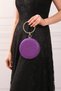 Women's Purple Glitter Sand Round Evening Dress Clutch Portfolio Bag - 3