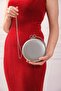 Women's Silver Fabric Round Evening Dress Evening Bag - 5