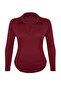 Bordo Vücuda Oturan Fitilli Gömlek Yaka Çıtçıtlı Örme Body TBBAW23CS00007 - 6