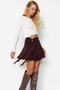 Kahverengi Fırfır Detaylı Volanlı Mini Esnek Örme Etek TWOAW24ET00214 - 5