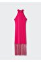 Halter Neck Tassel Dress - 10
