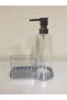 Acrylic Liquid Soap Dispenser & Detergent Dispenser with Sponge Holder Silver