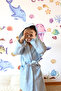 Muslin Baby Kids Bathrobe, 100% Cotton 4 Layers Turquoise - 2