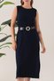 Women's Viscose Belted and Slit Casual Dress