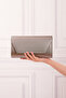 Women's Platinum Fabric Evening Dress, Portfolio Evening Bag - 3