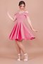Flexible Atlas Fabric Low Shoulder Detailed Pleated Strap Mini Dusty Rose Evening Dress 342