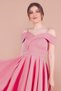 Flexible Atlas Fabric Low Shoulder Detailed Pleated Strap Mini Dusty Rose Evening Dress 342 - 3