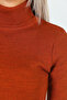 Women's Lycra Knitwear Blouse - Brick Color, Full Turtleneck - 7